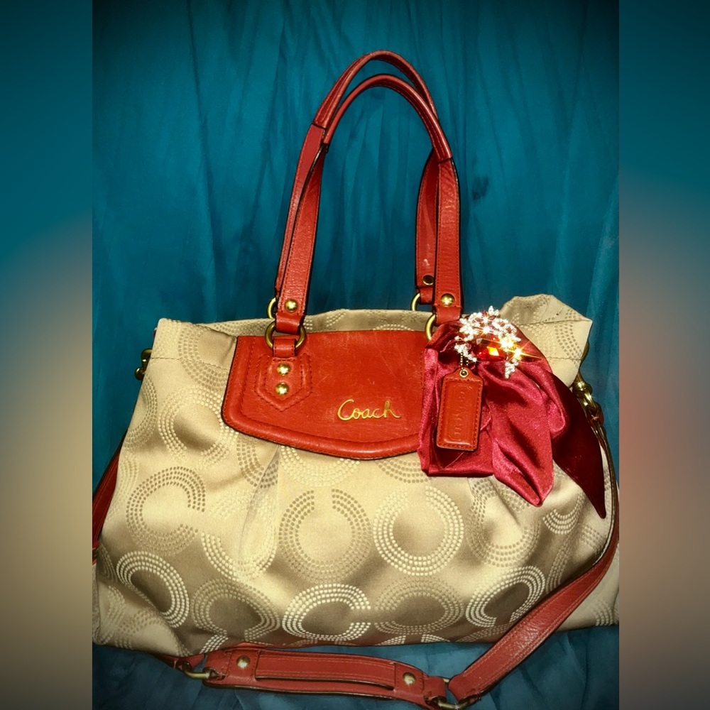 Coach Red and Cream Handbag